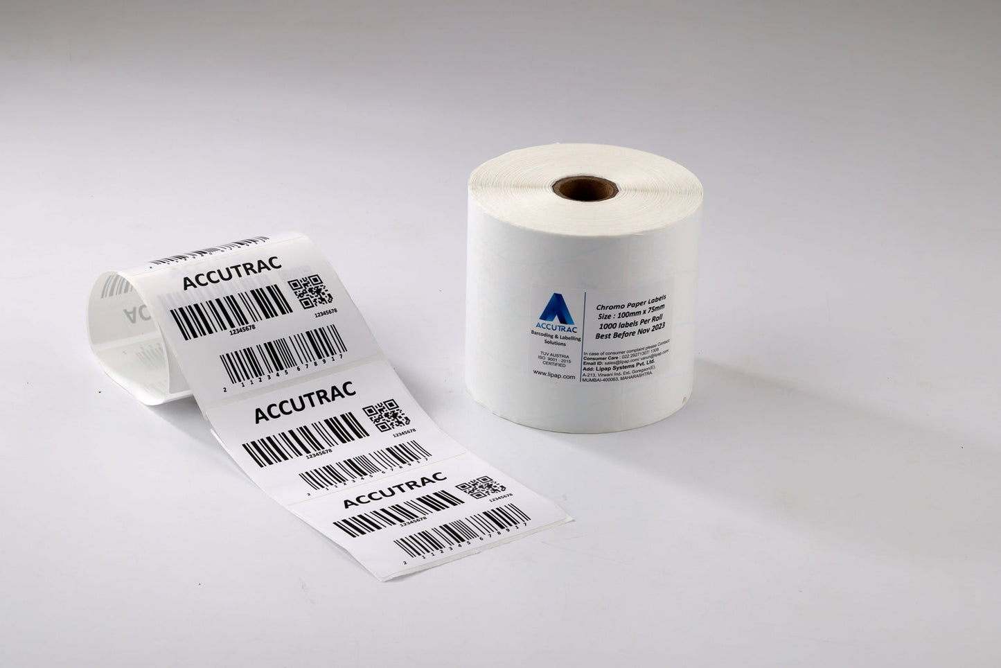 ACCUTRAC 100mm X 75mm Barcode Chromo Paper Labels Stickers (Pack of 3)