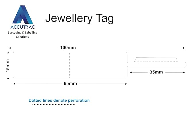 ACCUTRAC Jewellery Labels/Tag 100mm X 15 MM, Roll of 1000 Fully Adhesive Stickers