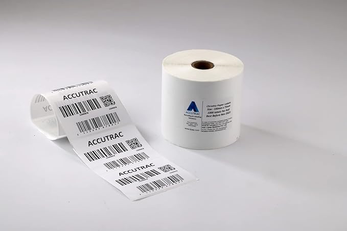 ACCUTRAC 100mm X 75mm Barcode Chromo Paper Labels Stickers (Pack of 3)