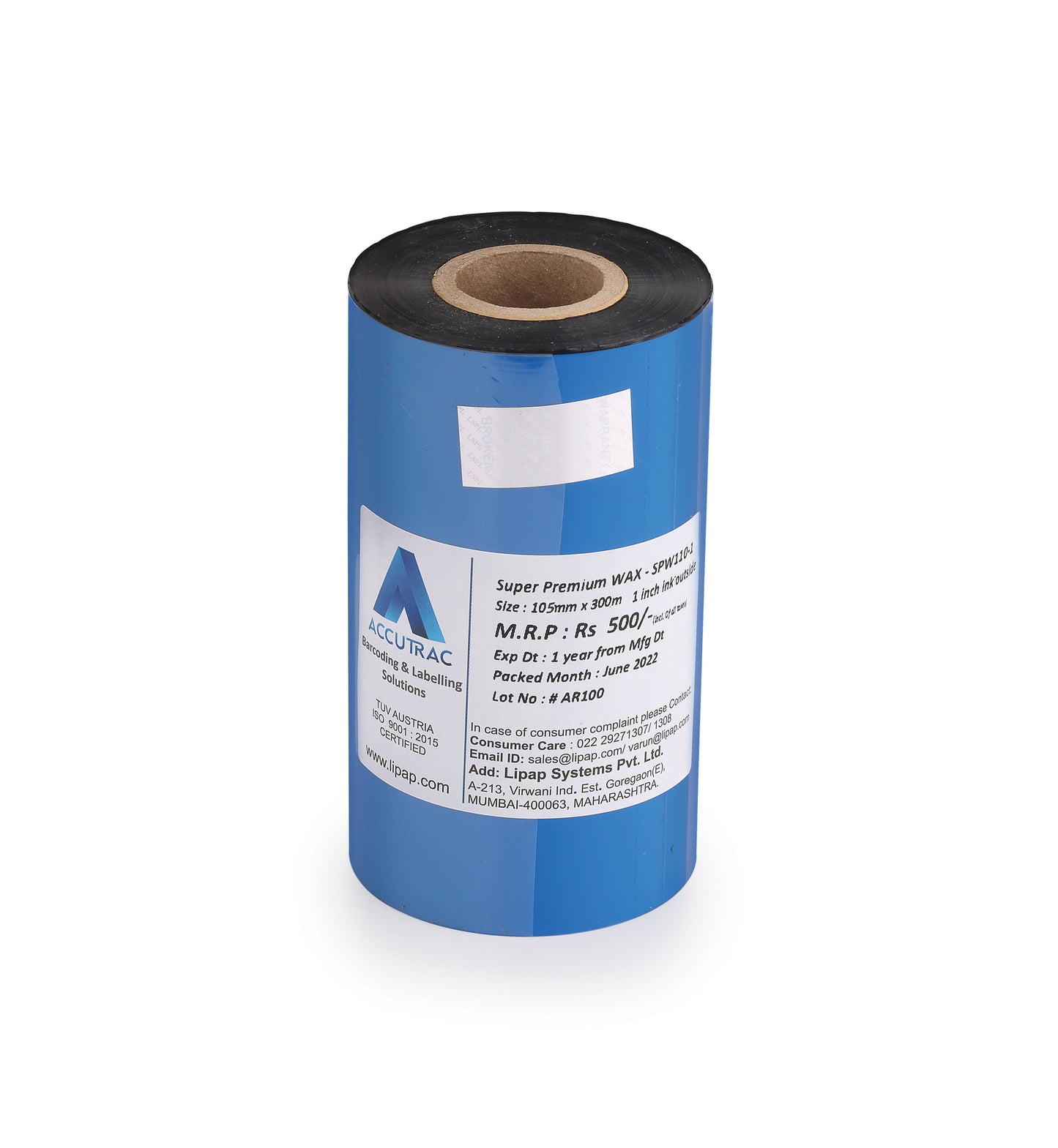 ACCUTRAC 105 X 300 Meters Thermal Transfer Barcode Labels Ribbon Super Premium Wax for Printer TSC, Zebra, Citzen, Datamax, Thosiba, Sato Etc (Pack of 3)