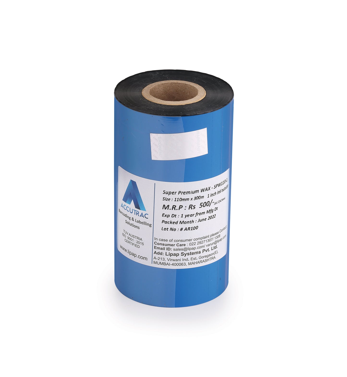 Accutrac 90 X 300 Meters Thermal Transfer Barcode Labels Ribbon Super Premium Wax for Printer TSC, Zebra, Citzen, Datamax, Thosiba, Sato Etc (Pack of 3)