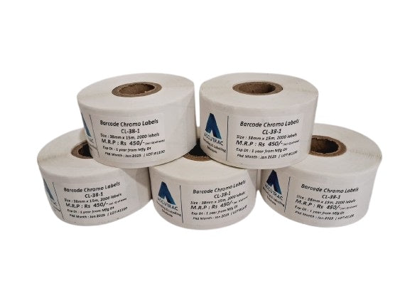 ACCUTRAC 38mm X 15mm Barcode Labels 2000 labels per Roll,1 up (Pack of 5)