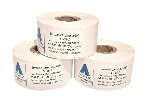 ACCUTRAC 38mm X 15mm Barcode Labels 2000 labels per Roll,1 up (Pack of 5)