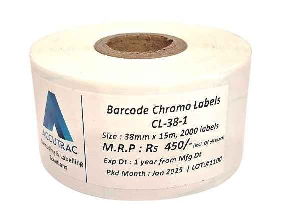 ACCUTRAC 38mm X 15mm Barcode Labels 2000 labels per Roll,1 up (Pack of 5)