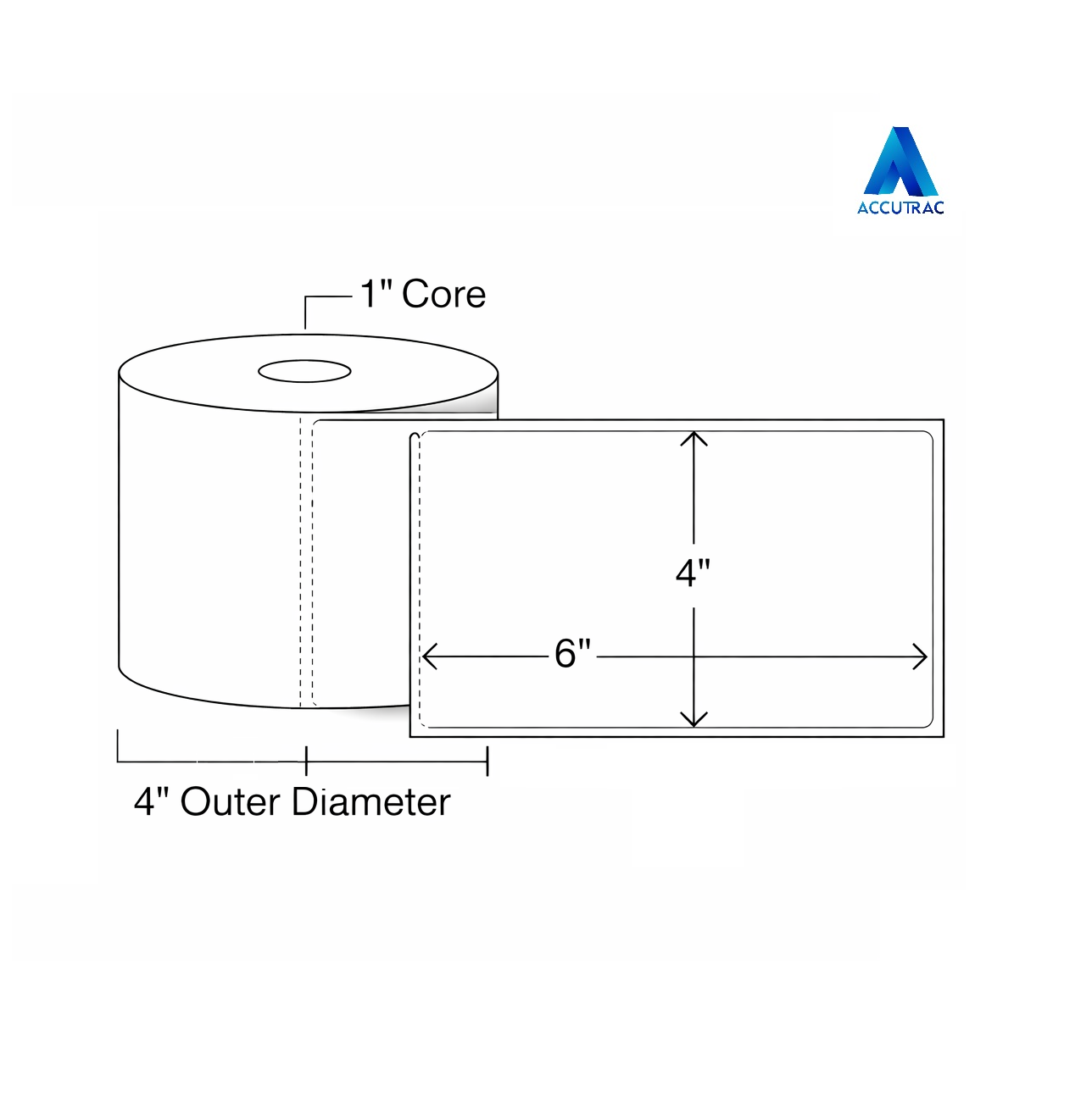 Direct Thermal (DT) Barcode Label Sticker - 4 x 6 inches - 100mm x 150mm White Strong Self-Adhesive Sticker Roll, 400 Labels per roll, 1 inch core (Pack of 3-1200 Labels ) in ACCUTRAC Brand