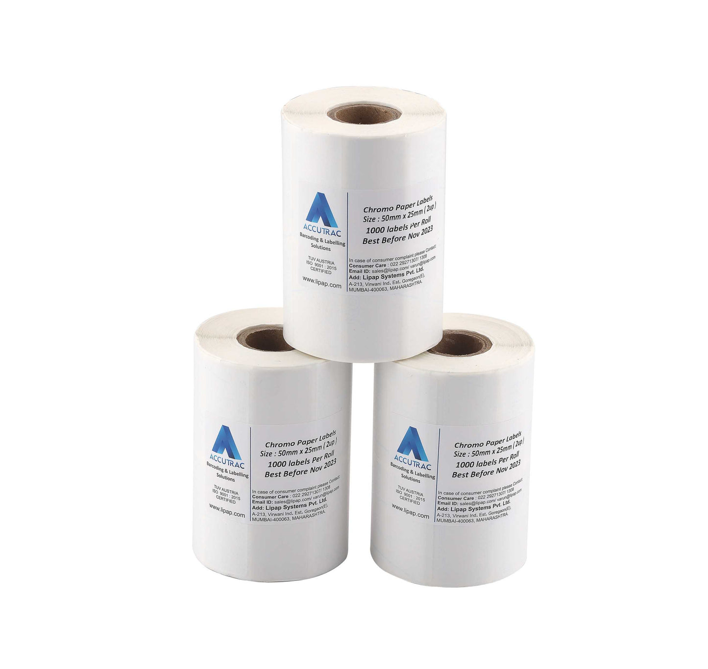 ACCUTRAC 50mm X 25mm Chromo Barcode Labels (Pack of 3)
