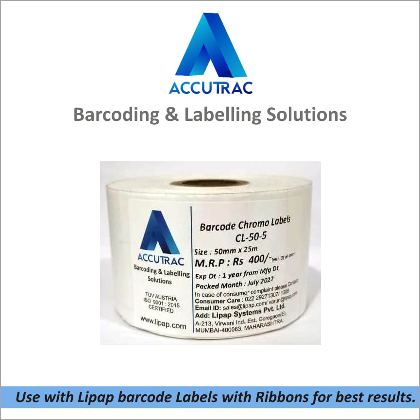 ACCUTRAC 55 X 300 Meters Thermal Transfer Barcode Labels Ribbon Super Premium Wax (Pack of 3)