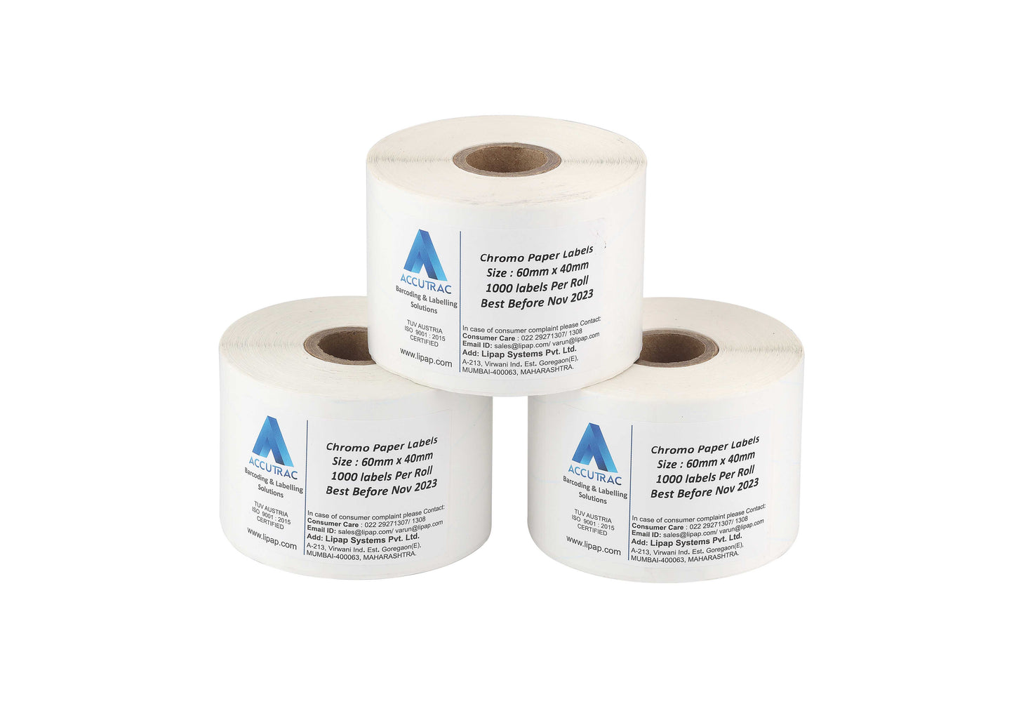 ACCUTRAC 60mm X 40mm Barcode Chromo Paper Labels Stickers (Pack of 5)