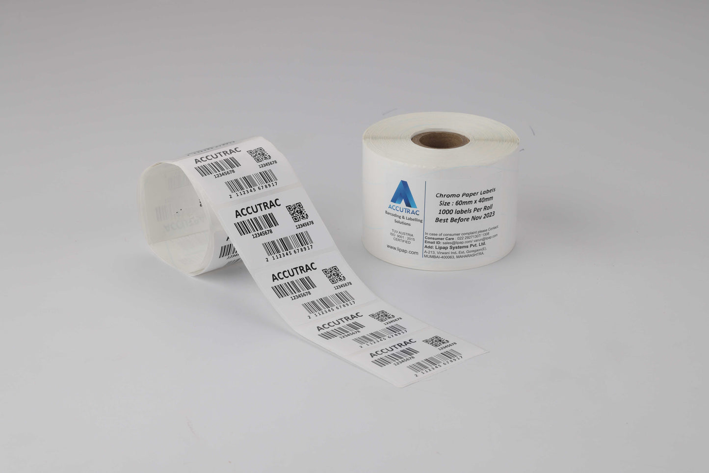 ACCUTRAC 60mm X 40mm Barcode Chromo Paper Labels Stickers (Pack of 5)
