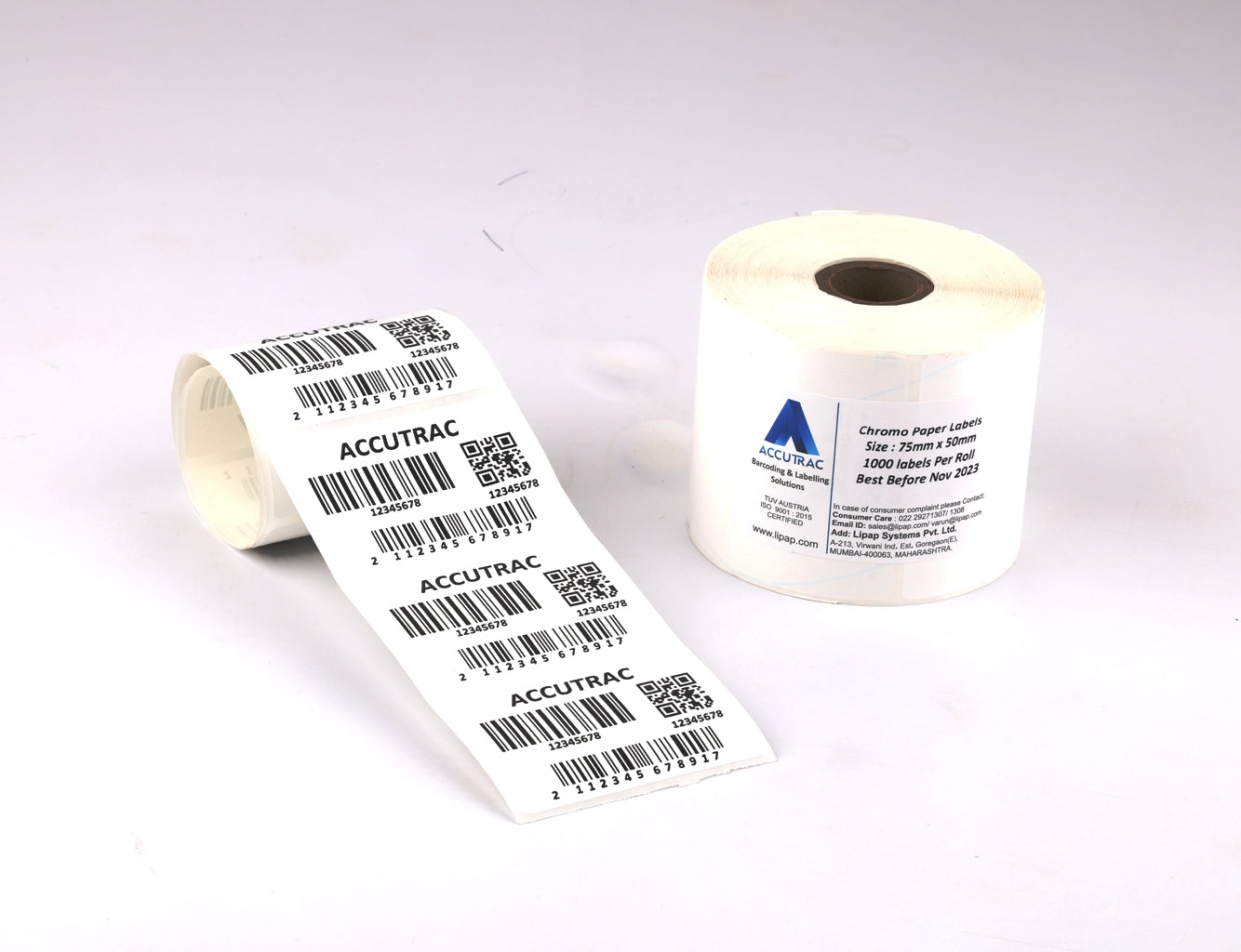 ACCUTRAC 75mm X 50mm Barcode Chromo Paper Labels Stickers (Pack of 3)