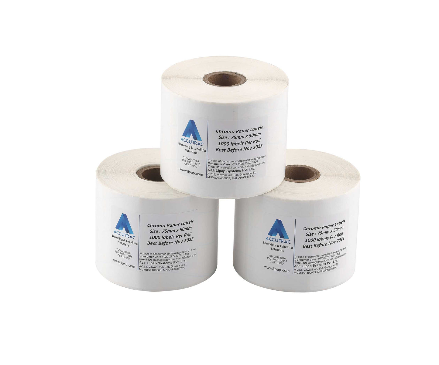 ACCUTRAC 100mm X 50mm Barcode Chromo Paper Label Stickers (Pack of 3)