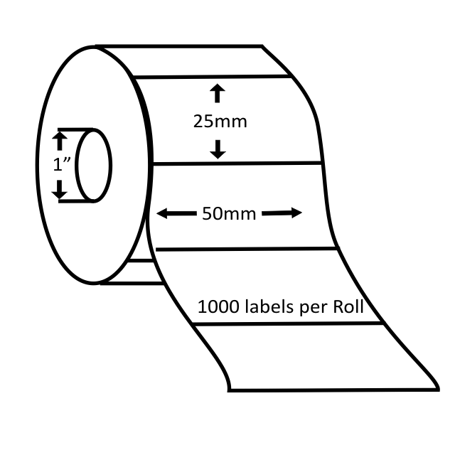 ACCUTRAC 2 x 1 Direct Thermal Barcode Label Sticker - 50mm x 25mm - 1000 Per Roll - Pack of 5 Rolls -White Self Adhesive Sticker for Printing Barcoding Labels 1 inch core Without Ribbon