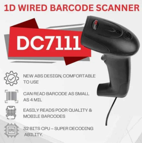 DCode DC7111 Handheld 1D Wired USB Only Barcode Scanner