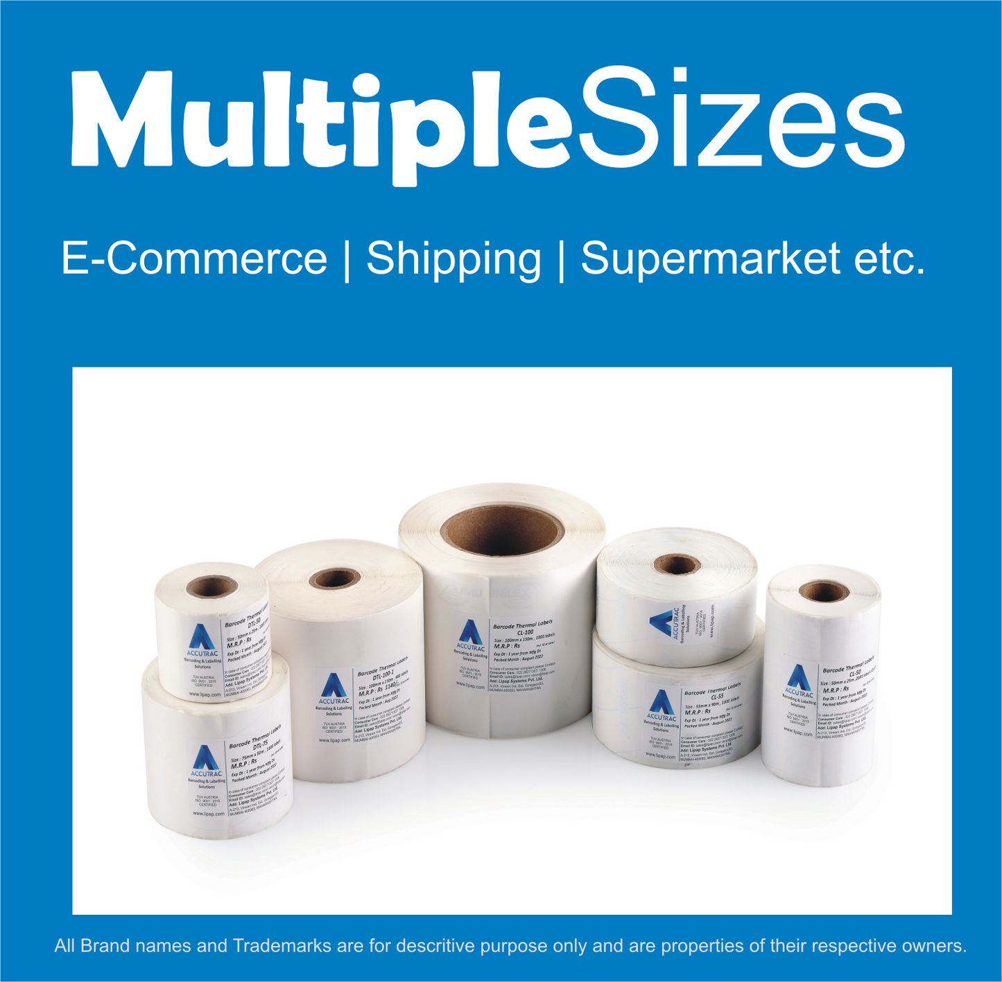 ACCUTRAC 38mm X 15mm Barcode Labels 2000 labels per Roll,1 up (Pack of 5)