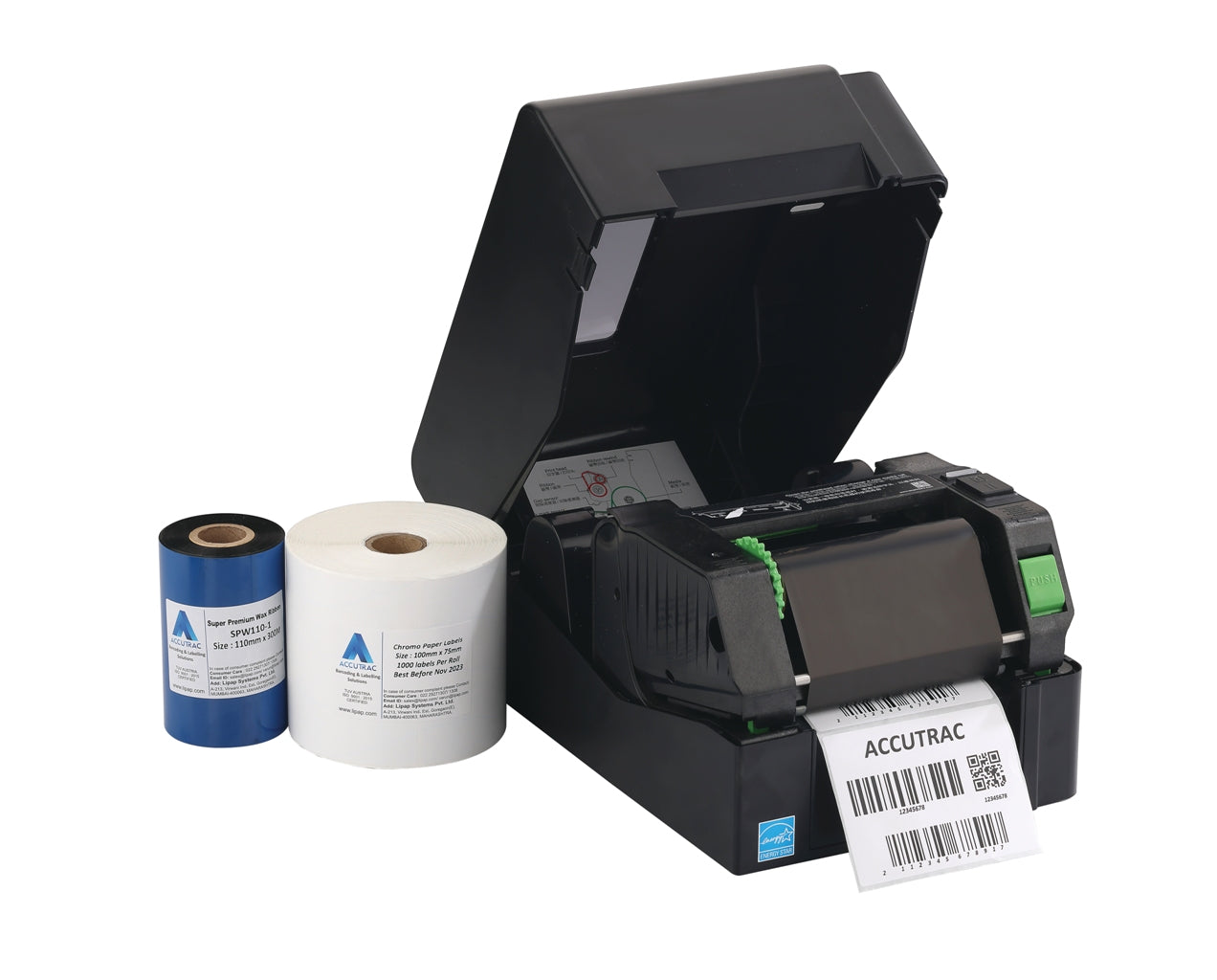 ACCUTRAC 100mm x 100mm (4 inch x 4 inch) Chromo Label Sticker - 500 Labels Per Roll - Pack of 1 Roll - White (1)