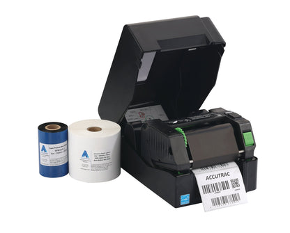 ACCUTRAC 100mm x 100mm (4 inch x 4 inch) Chromo Label Sticker - 500 Labels Per Roll - Pack of 1 Roll - White (1)