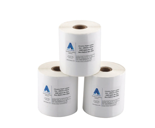 ACCUTRAC 100mm X 50mm Barcode Chromo Paper Label Stickers (Pack of 3)