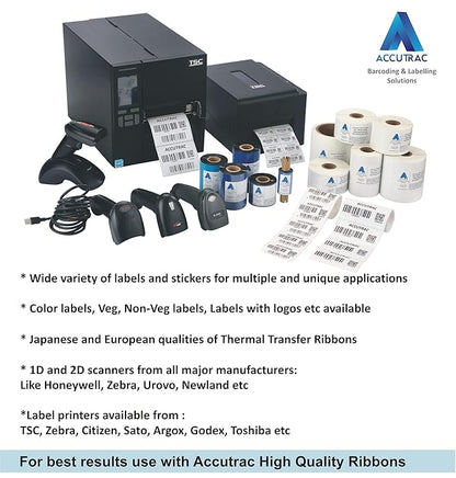 ACCUTRAC Chromo Barcode Labels, White, Square, 25mm x 25mm, Self Adhesive, 4000 Labels per Roll, 4-Up Pack of 5