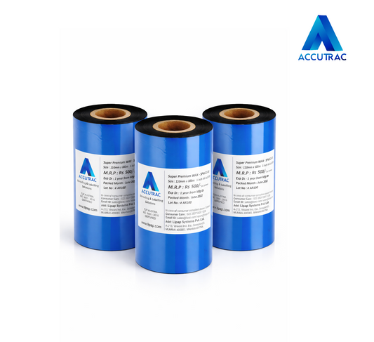 ACCUTRAC 110mm X 300 meters Thermal Transfer Barcode Ribbon Premium Wax for Printer TSC, Zebra, Citzen, Datamax, Toshiba, Sato Etc (Pack of 3)