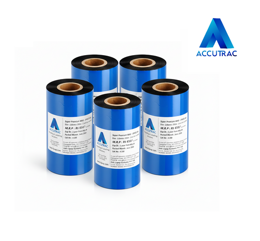 ACCUTRAC 110mm X 300 Meters Thermal Transfer Barcode Ribbon Premium Wax for Printer TSC, Zebra, Citzen, Datamax, Toshiba, Sato Etc (Pack of 5)