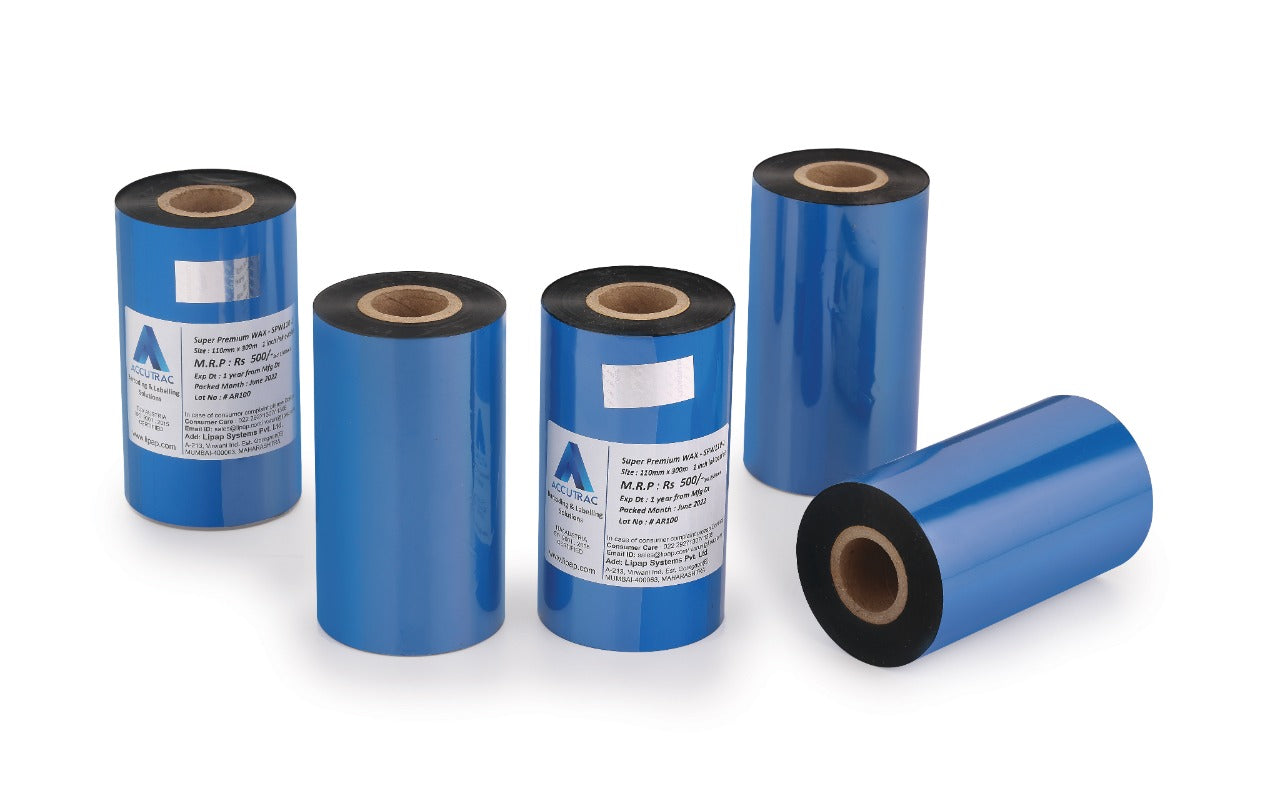 ACCUTRAC 110 X 300 Meters Thermal Transfer Barcode Ribbon Premium Wax for Printer TSC, Zebra, Citzen, Datamax, Toshiba, Sato Etc (Pack of 5)