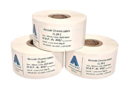 ACCUTRAC 38mm X 15mm Barcode Labels 2000 labels per Roll,1 up (Pack of 5)