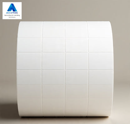 ACCUTRAC Chromo Barcode Labels, White, Square, 25mm x 25mm, Self Adhesive, 4000 Labels per Roll, 4-Up Pack of 5