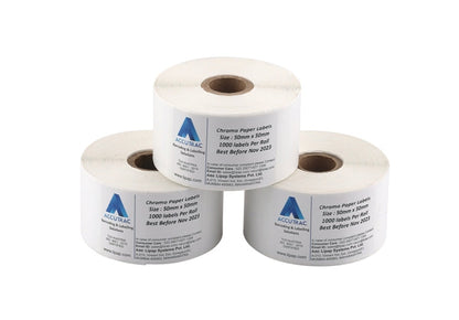 ACCUTRAC 50mm X 50mm Barcode Chromo Paper Labels Stickers (Pack of 3)
