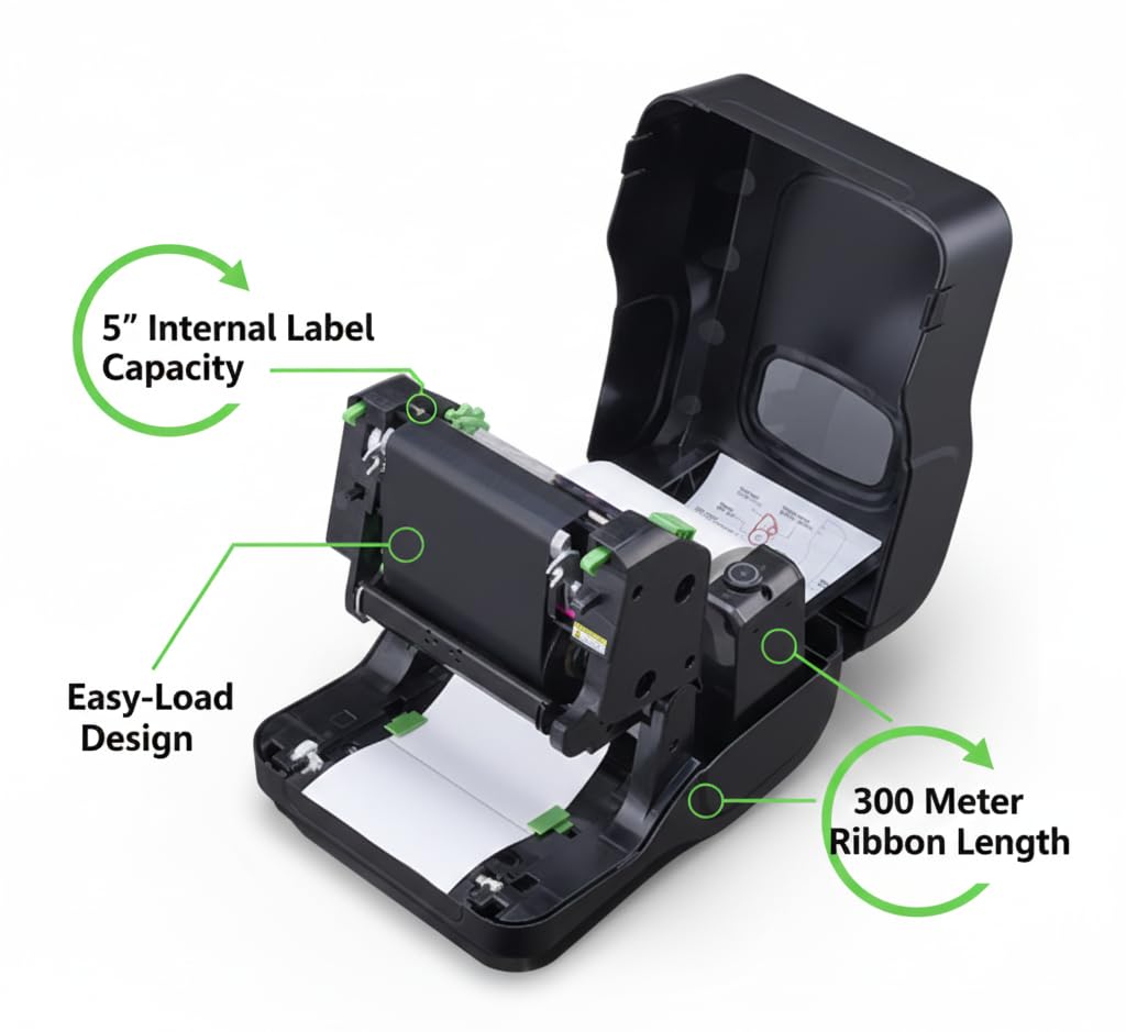 TSC TL240 Desktop Thermal Transfer Barcode Printer with USB Connectivity 203 DPI Bar Code Label Printer, Black