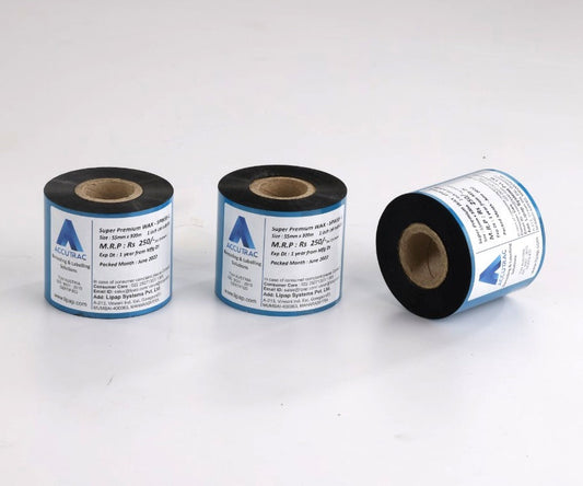 ACCUTRAC 55 X 300 Meters Thermal Transfer Barcode Labels Ribbon Super Premium Wax (Pack of 3)