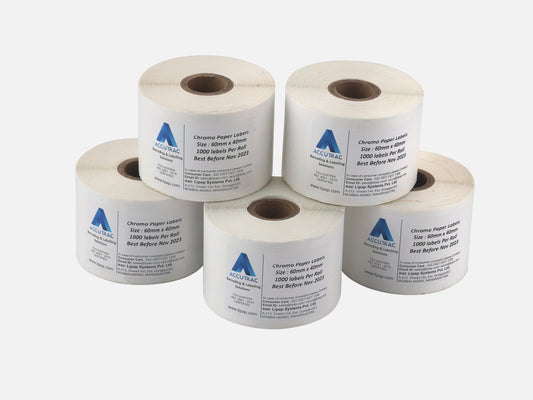 ACCUTRAC 60mm X 40mm Barcode Chromo Paper Labels Stickers (Pack of 5)