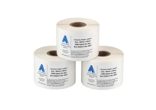 ACCUTRAC 60mm X 40mm Barcode Chromo Paper Label Stickers (Pack of 3)