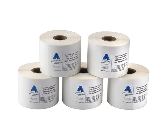 ACCUTRAC 75mm X 50mm Barcode Chromo Paper Labels Stickers (Pack of 5)