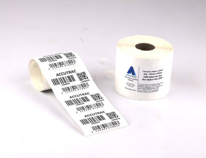ACCUTRAC 75mm X 50mm Barcode Chromo Paper Labels Stickers (Pack of 3)