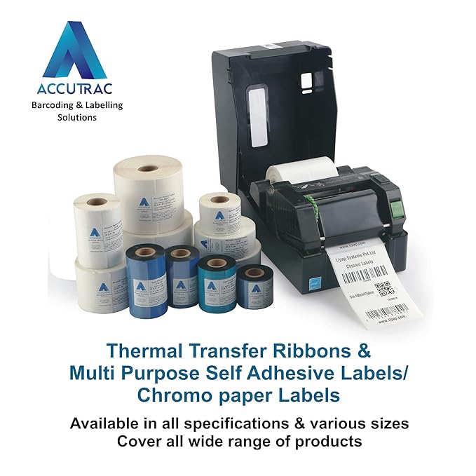 Chromo paper labels-100mm x 150mm-with strong adhesive 500 labels per roll-1up-1 inch core (Pack of 5-total 2500 stickers) in ACCUTRAC Brand