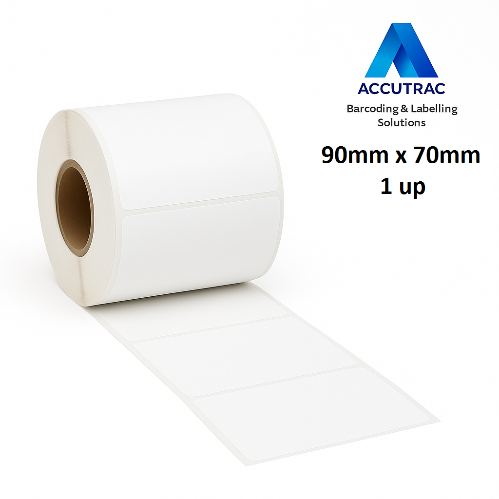 Chromo paper labels-90mm x 70mm-with strong adhesive 1000 labels per roll-1up-1 inch core (Pack of 10-total 10000 stickers) in ACCUTRAC Brand