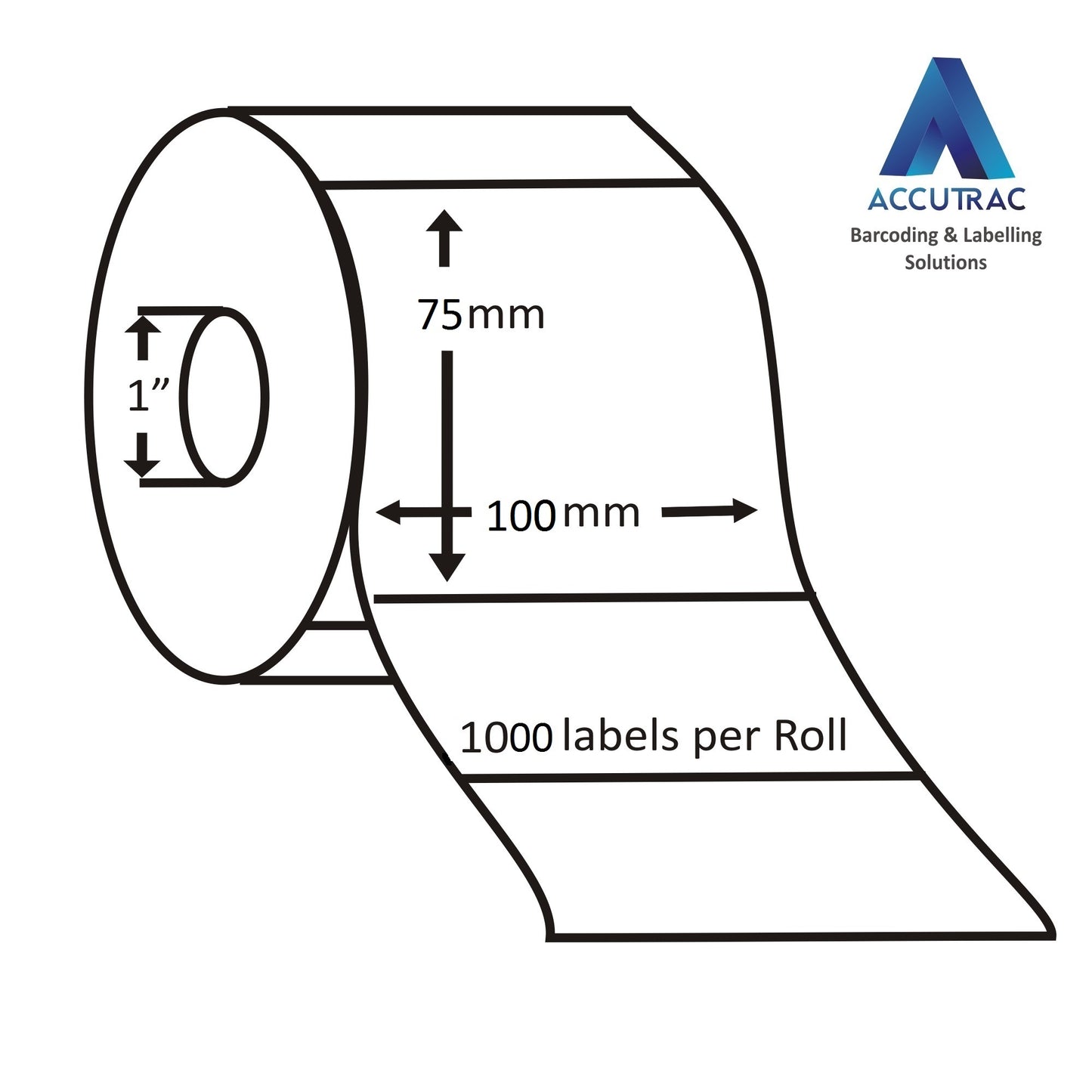 Chromo paper labels-100mm x 75mm-with strong adhesive 1000 labels per roll-1up-1 inch core (Pack of 3-total 3000 stickers) in ACCUTRAC Brand