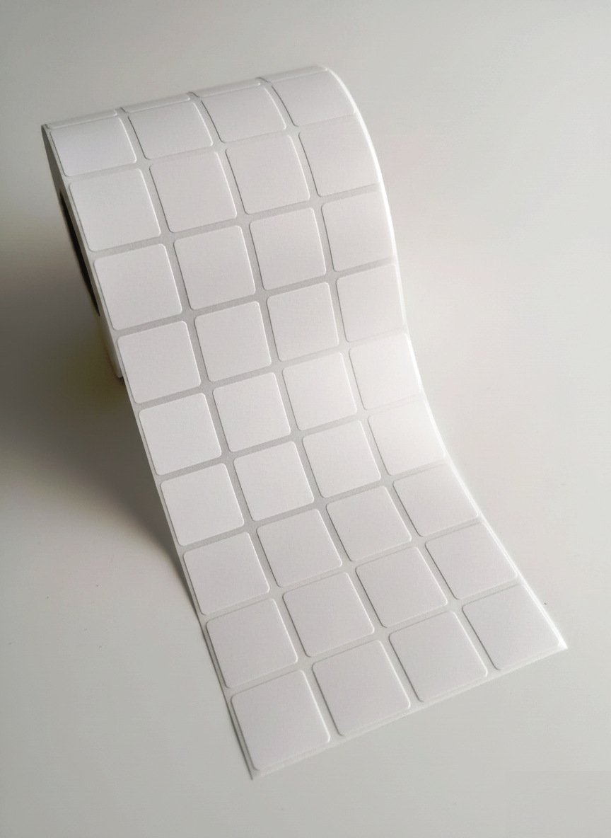 ACCUTRAC Chromo Barcode Labels, White, Square, 25mm x 25mm, Self Adhesive, 4000 Labels per Roll, 4-Up Pack of 5