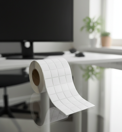 ACCUTRAC Chromo Barcode Labels, White, Square, 25mm x 25mm, Self Adhesive, 4000 Labels per Roll, 4-Up Pack of 5