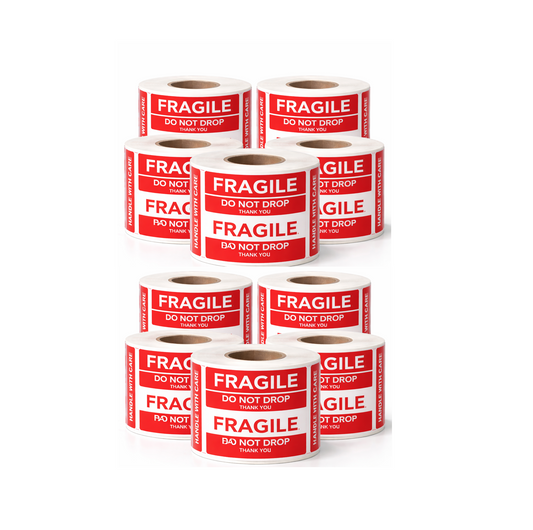 ACCUTRAC Fragile Chromo Labels 75mm x 50mm (3" x 2") Handle with Care Shipping Stickers, with Strong Adhesive 500 Stickers per roll, 1 up, 1 inch core, Pack of 10 ( 5000 labels ) in ACCUTRAC Brand
