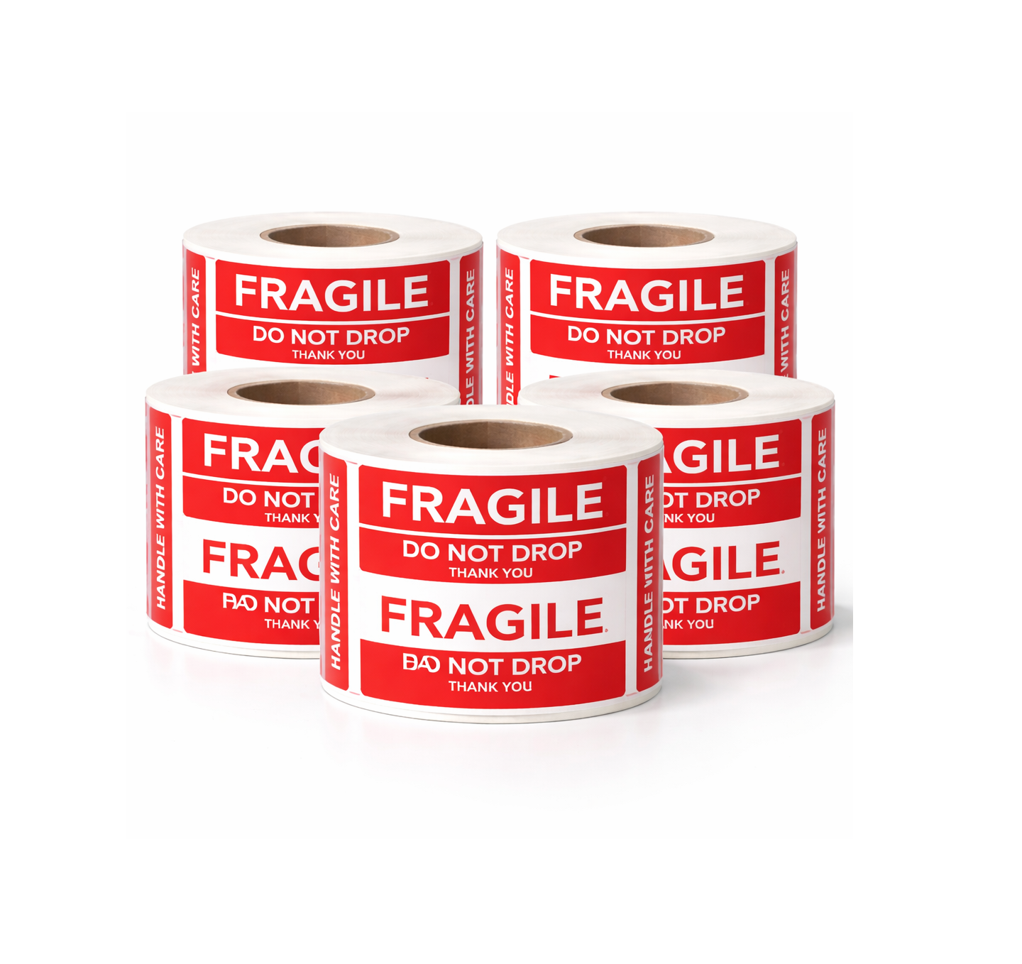ACCUTRAC Fragile Chromo Labels 75mm x 50mm (3" x 2") Handle with Care Shipping Stickers, with Strong Adhesive 500 Stickers per roll, 1 up, 1 inch core-Pack of 3-1500 labels in ACCUTRAC Brand