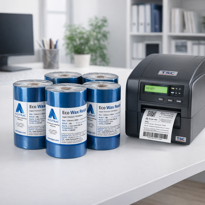 ACCUTRAC Eco Wax Resin Thermal Transfer Ribbon, Black, 110mm x 300m, compatible with TSC, Zebra, Citizen, Datamax, Toshiba, Sato Printers (Pack 5)