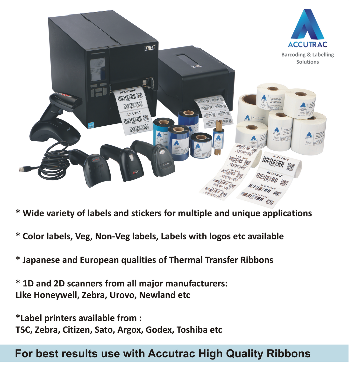 ACCUTRAC Eco Wax Resin Thermal Transfer Ribbon, Black, 110mm x 300m, compatible with TSC, Zebra, Citizen, Datamax, Toshiba, Sato Printers (Pack 3)