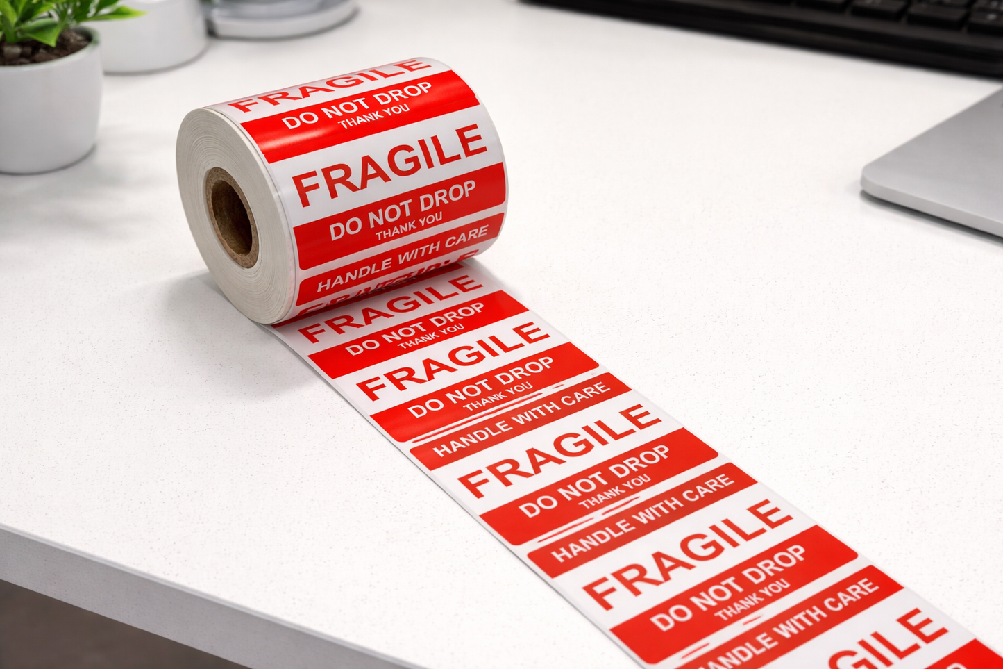 ACCUTRAC Fragile Chromo Labels 75mm x 50mm (3" x 2") Handle with Care Shipping Stickers, with Strong Adhesive 500 Stickers per roll, 1 up, 1 inch core, Pack of 10 ( 5000 labels ) in ACCUTRAC Brand