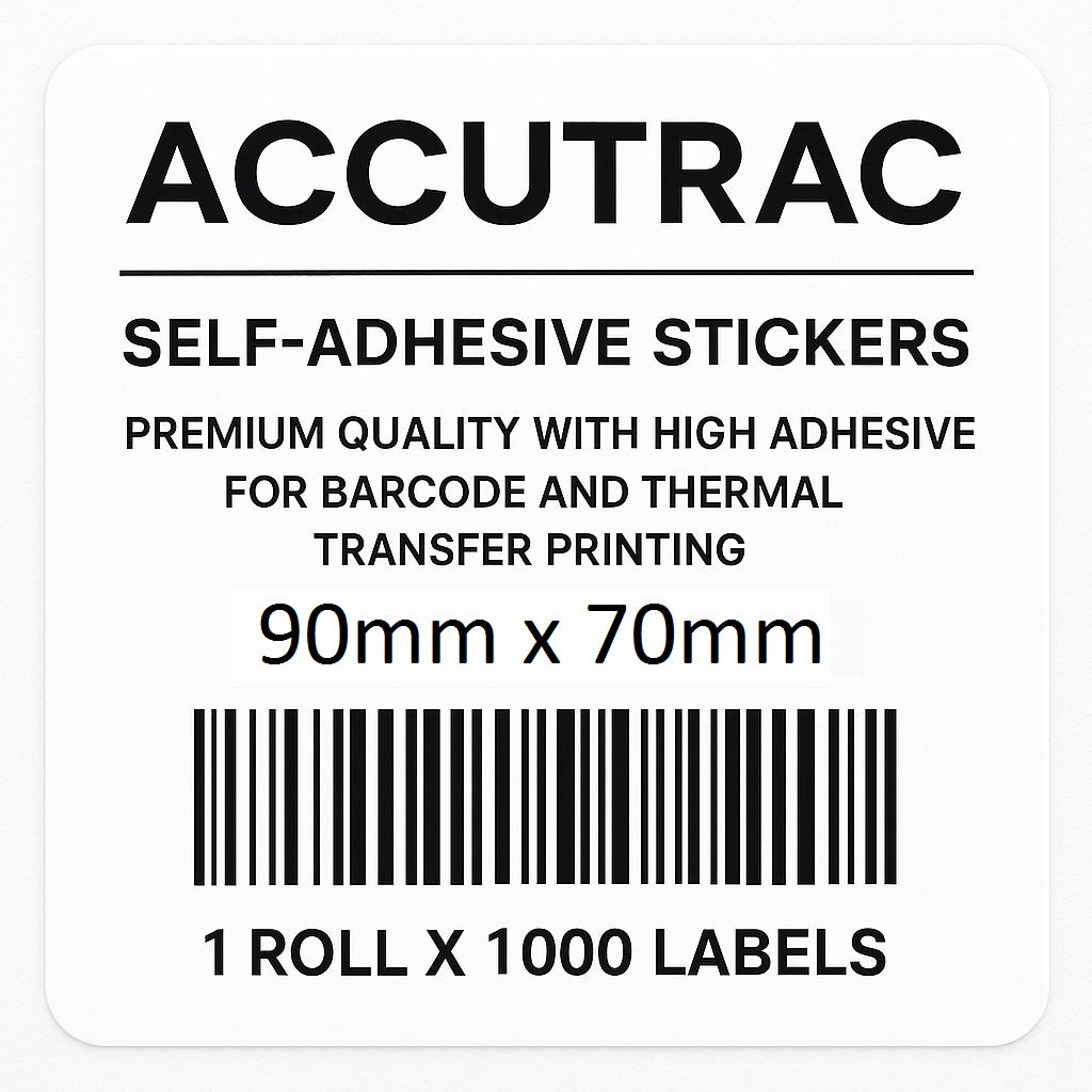 Chromo paper labels-90mm x 70mm-with strong adhesive 1000 labels per roll-1up-1 inch core (Pack of 10-total 10000 stickers) in ACCUTRAC Brand