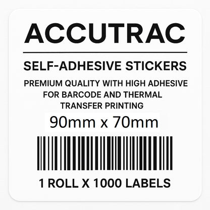 Chromo paper labels-90mm x 70mm-with strong adhesive 1000 labels per roll-1up-1 inch core (Pack of 10-total 10000 stickers) in ACCUTRAC Brand