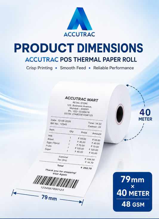 Receipt Thermal Paper Rolls, Pack of 10 Rolls 79mm(3inch) x 40 Meter Size, Smooth Surface Smudge & Jam-Free Rolls for Cash, Retail, Restaurants Billing Receipt