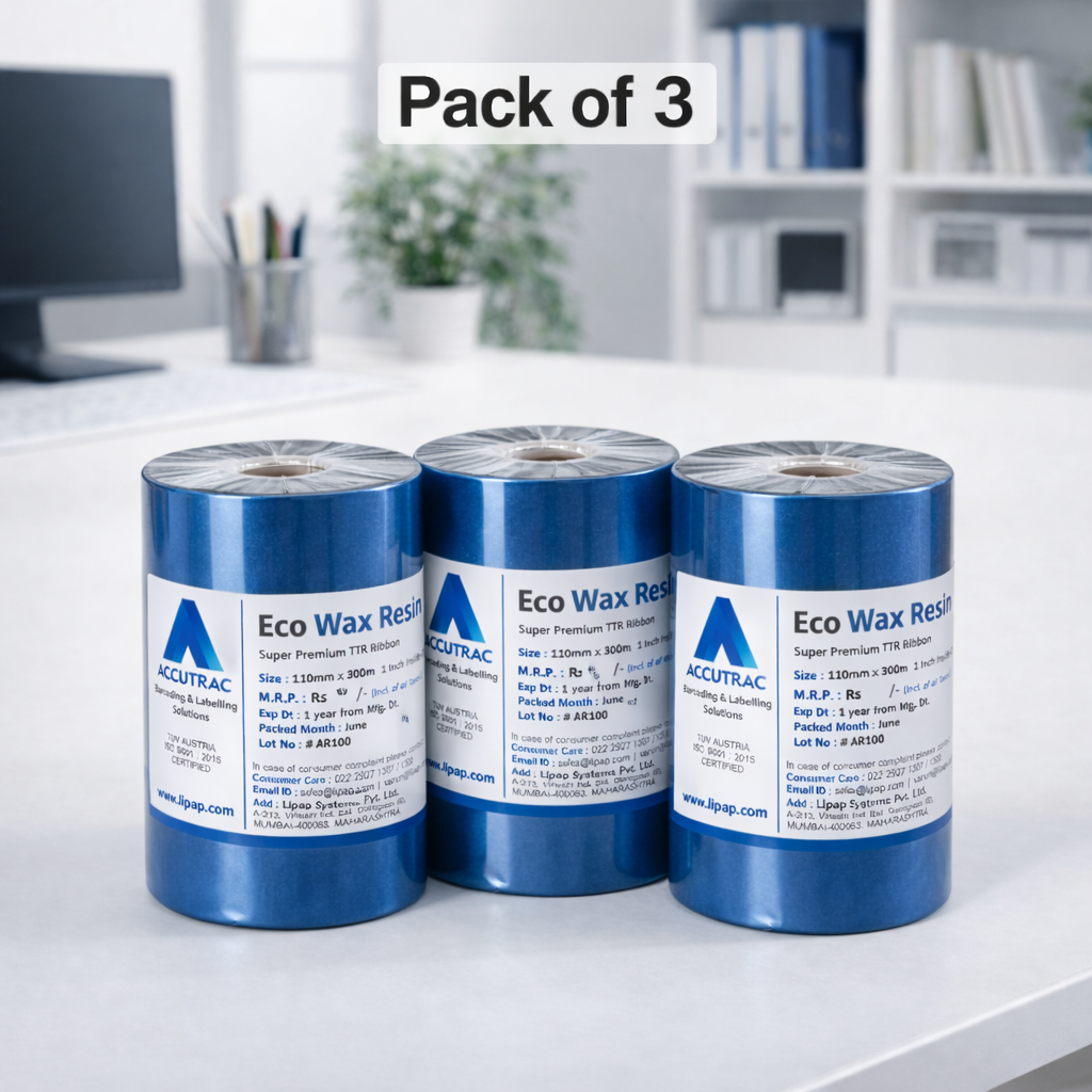 ACCUTRAC Eco Wax Resin Thermal Transfer Ribbon, Black, 110mm x 300m, compatible with TSC, Zebra, Citizen, Datamax, Toshiba, Sato Printers (Pack 3)