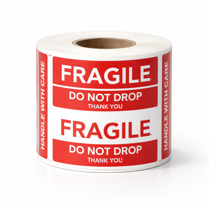 ACCUTRAC Fragile Chromo Labels 75mm x 50mm (3" x 2") Handle with Care Shipping Stickers, with Strong Adhesive 500 Stickers per roll, 1 up, 1 inch core, Pack of 10 ( 5000 labels ) in ACCUTRAC Brand