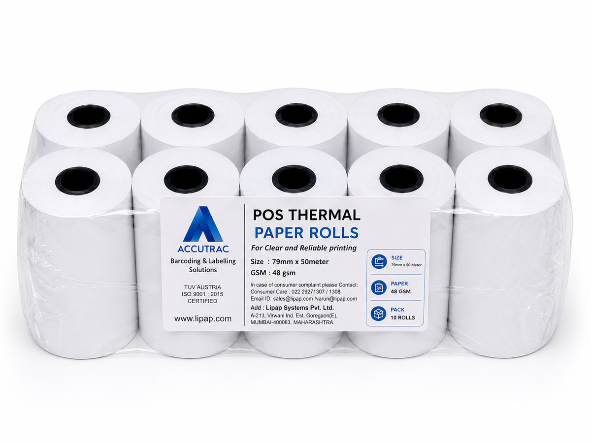 Receipt Thermal Paper Rolls, Pack of 10 Rolls 79mm(3inch) x 50 Meter Size, Smooth Surface Smudge & Jam-Free Rolls for Cash, Retail, Restaurants Billing Receipt